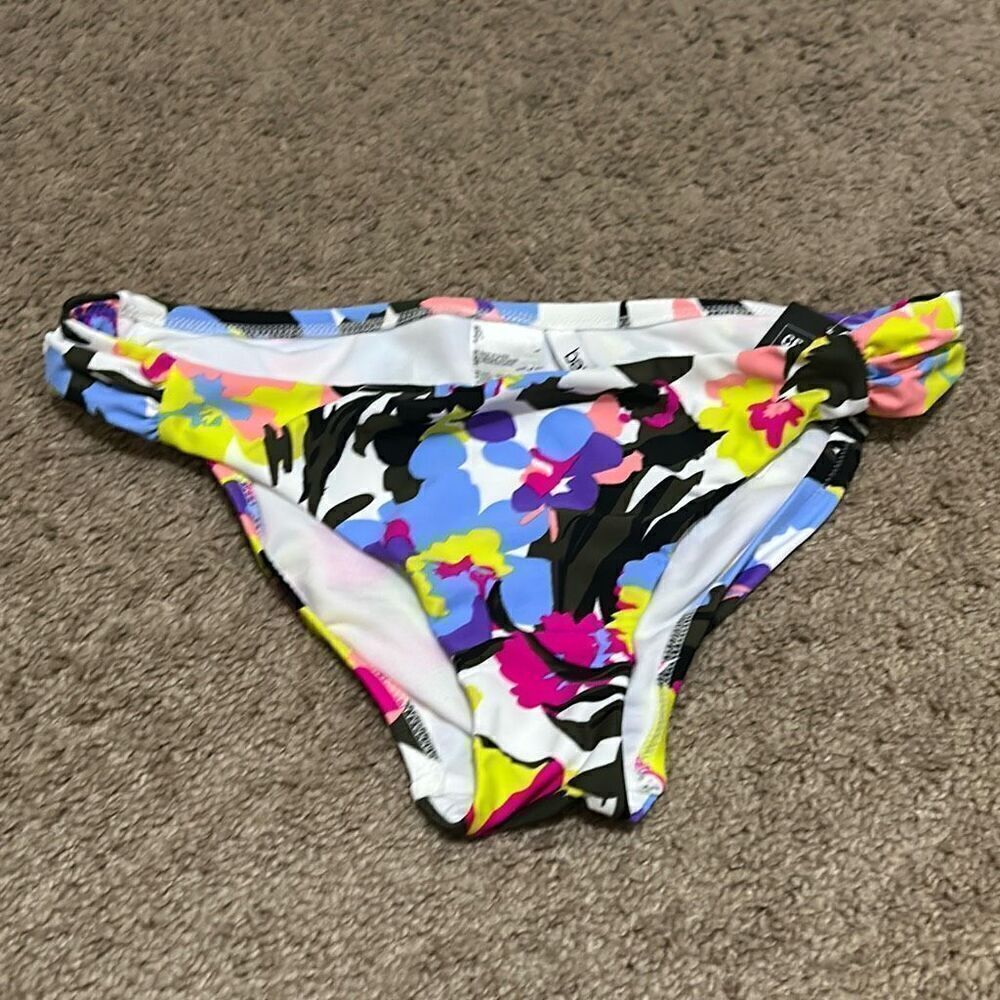 Bar III Women's L Paradise Garden Bikini Bottoms Multicolor Tropical Floral New